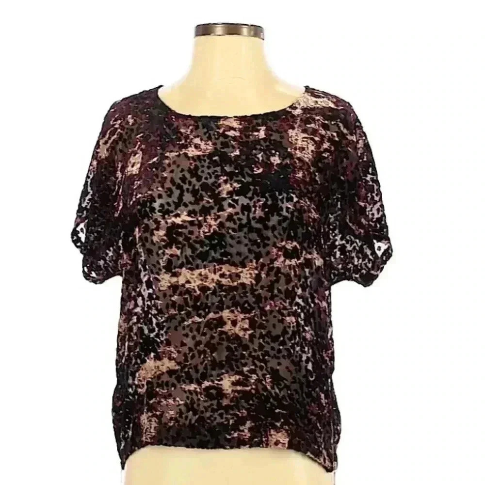 4/$25 Club Monaco Animal Print Silk Blouse Sz XS